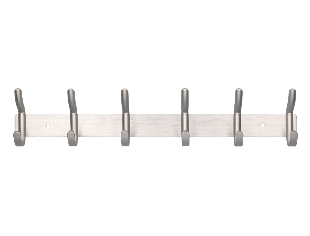 PERCHERO LIDERPAPEL PARED METALICO 6 COLGADORES COLOR PLATA MATE 430X88X55 MM
