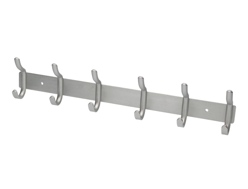 PERCHERO LIDERPAPEL PARED METALICO 6 COLGADORES COLOR PLATA MATE 430X88X55 MM