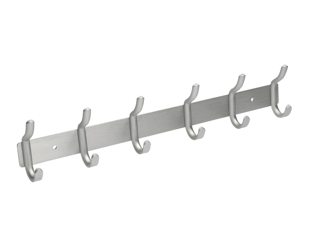 PERCHERO LIDERPAPEL PARED METALICO 6 COLGADORES COLOR PLATA MATE 430X88X55 MM
