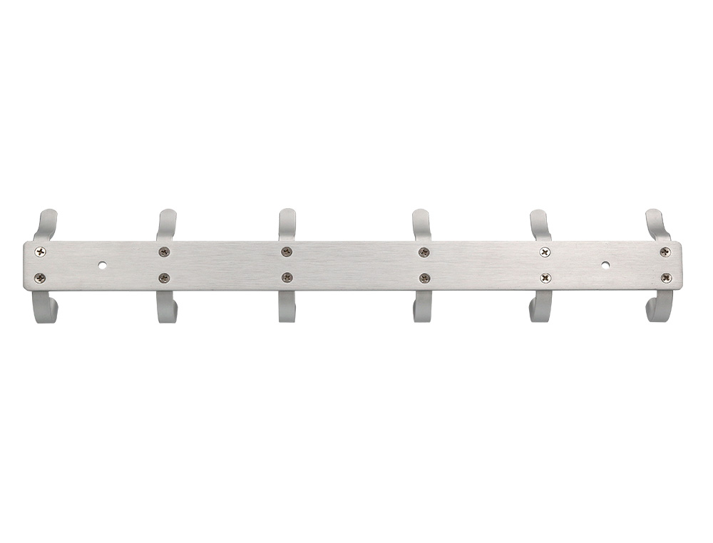 PERCHERO LIDERPAPEL PARED METALICO 6 COLGADORES COLOR PLATA MATE 430X88X55 MM