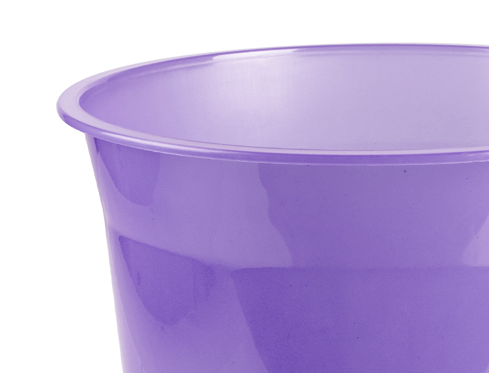 PAPELERA PLASTICO LIDERPAPEL LAVANDA TRANSLUCIDO 13 LITROS 275X285 MM