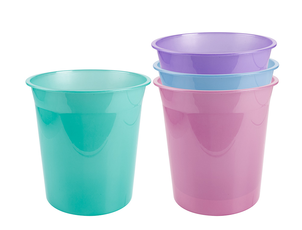 PAPELERA PLASTICO LIDERPAPEL LAVANDA TRANSLUCIDO 13 LITROS 275X285 MM