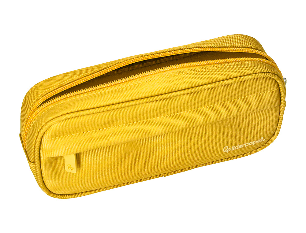 ESTUCHE PORTATODO LIDERPAPEL CLASSIC OVALADO 2 CREMALLERAS CON BOLSILLO DELANTERO 210X90MM AMARILLO