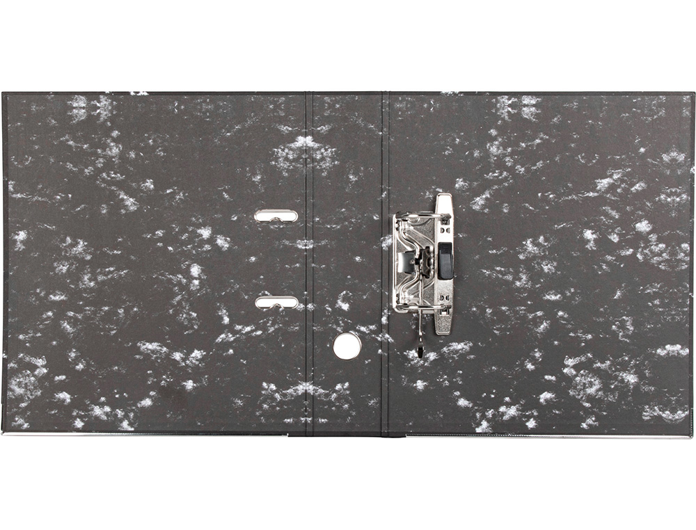 ARCHIVADOR DE PALANCA LIDERPAPEL CARTON FORRADO DIN A4 JASPEADO NEGRO SIN CAJA-CON RADO MECANISMO 75MM