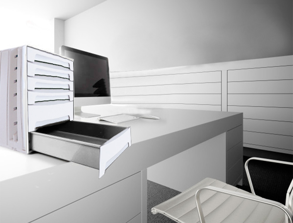 FICHERO CAJONES DE SOBREMESA ARCHIVO 2000 305X370X215 MM BANDEJA ORGANIZADORA SUPERIOR 5 CAJONES GRIS OPACO