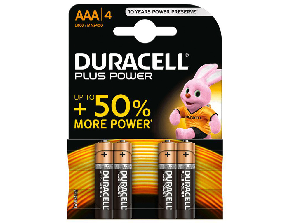 PILA DURACELL ALCALINA PLUS AAA BLISTER CON 4 UNIDADES