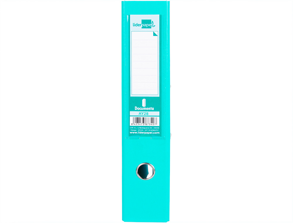 ARCHIVADOR DE PALANCA LIDERPAPEL FOLIO DOCUMENTA FORRADO PVC CON RADO LOMO 75 MM VERDE CLARO COMPRESOR