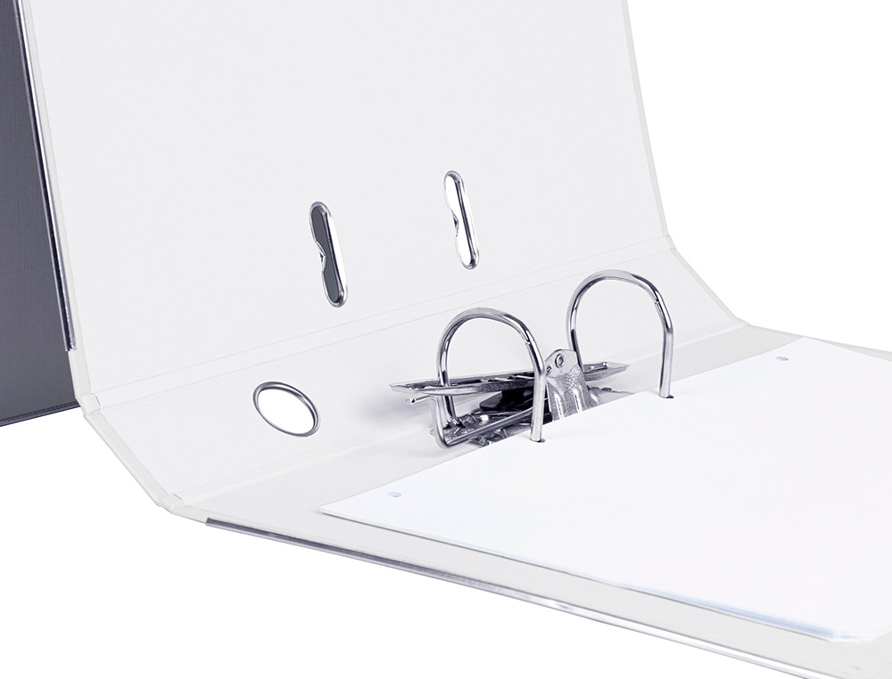 ARCHIVADOR DE PALANCA LIDERPAPEL FOLIO DOCUMENTA FORRADO PVC CON RADO LOMO 52 MM BLANCO COMPRESOR METALICO