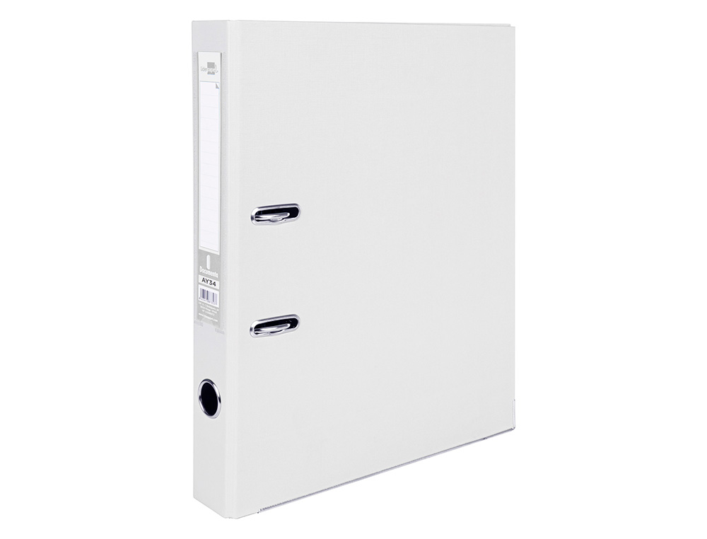 ARCHIVADOR DE PALANCA LIDERPAPEL FOLIO DOCUMENTA FORRADO PVC CON RADO LOMO 52 MM BLANCO COMPRESOR METALICO