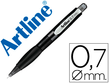 PORTAMINAS ARTLINE RETRACTIL SUJECION DE CAUCHO TRANSLUCIDO 0,7 MM CUERPO NEGRO