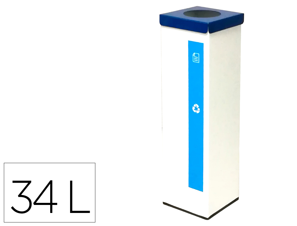 PAPELERA METALICA SIE PARA RECICLAJE TAPA EXTRAIBLE 34 LITROS 725X225X225 MM
