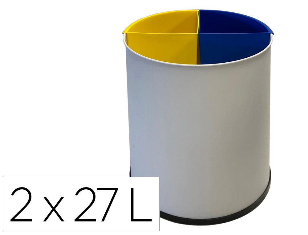 PAPELERA METALICA SIE PARA RECICLAJE CON 2 DEPARTAMENTO EXTRAIBLE 2X27 LITROS 300X295 MM