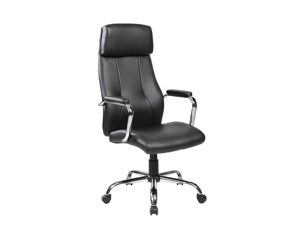 SILLA ROCADA DIRECCION SIMIL PIEL CON BRAZOS METALICOS SISTEMA BASCULANTE 1180X530 MM