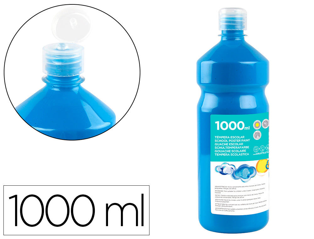 TEMPERA LIQUIDA LIDERPAPEL ESCOLAR 1000 ML AZUL