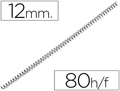 ESPIRAL METALICO Q-CONNECT 64 5:1 12 MM 1MM CAJA DE 200 UNIDADES